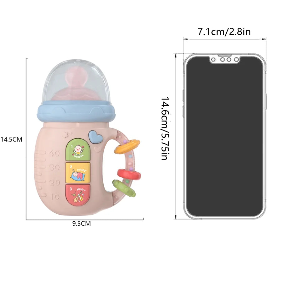 Jouets musicaux pour bébé, bouteille confortable mignonne, jouet sensoriel pour bébé rire et apprendre avec lumière et musique pour les âges de 18 ans, cadeau d'anniversaire pour bébé
