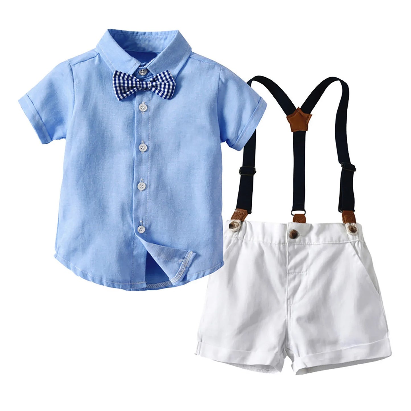 Vêtements de gentleman pour tout-petits garçons, tenues pour bébés, shorts Y +, t-shirt à nœud, salopette habillée pour garçons