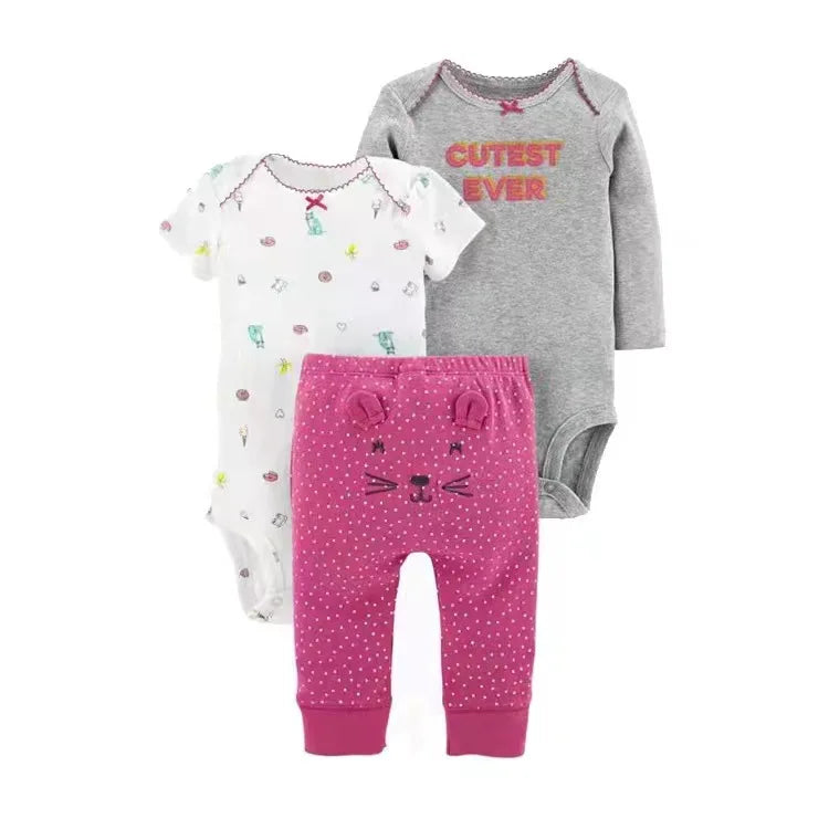 Vêtements d'automne et de printemps pour bébés filles, tenue pour nouveau-né, body en coton, pantalon supérieur et inférieur, ensemble de vêtements pour enfants en bas âge de 6 à 24 mois, 2025