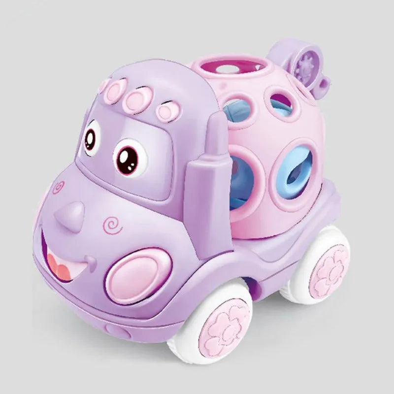 Jouets de voiture pour bébé de 6 à 12 mois, voiture à Friction pour nourrissons, véhicules à inertie en caoutchouc souple, hochet à main en rouleau, cadeau pour enfants
