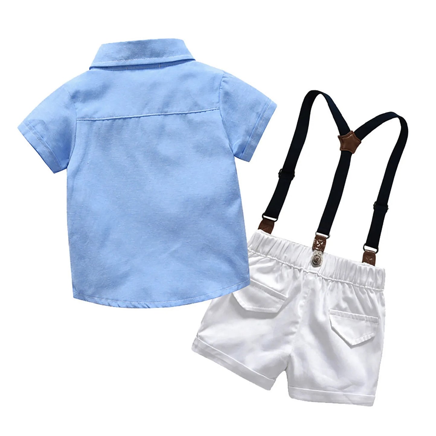 Vêtements de gentleman pour tout-petits garçons, tenues pour bébés, shorts Y +, t-shirt à nœud, salopette habillée pour garçons