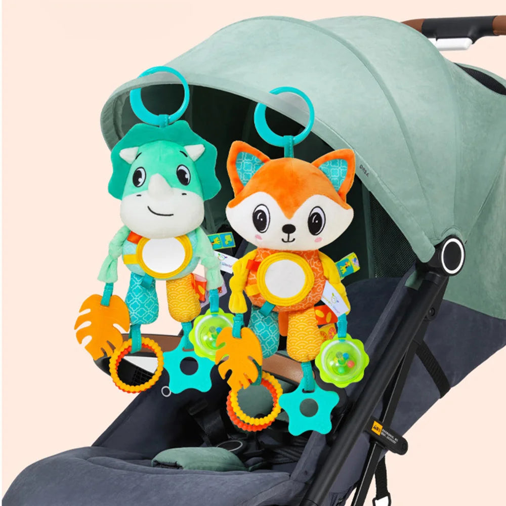 Jouets suspendus pour bébé, siège de voiture, poussette, berceau, gymnastique ou siège auto avec hochet de dentition et miroir du ventre, jouets sensoriels, cadeaux