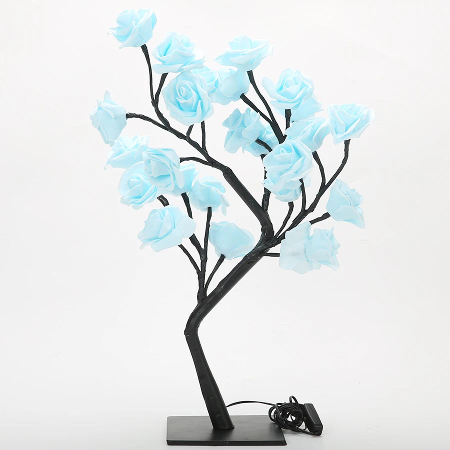24 LED Rose arbre lumières USB prise lampe de Table fée fleur veilleuse pour la maison fête noël mariage chambre décoration cadeau