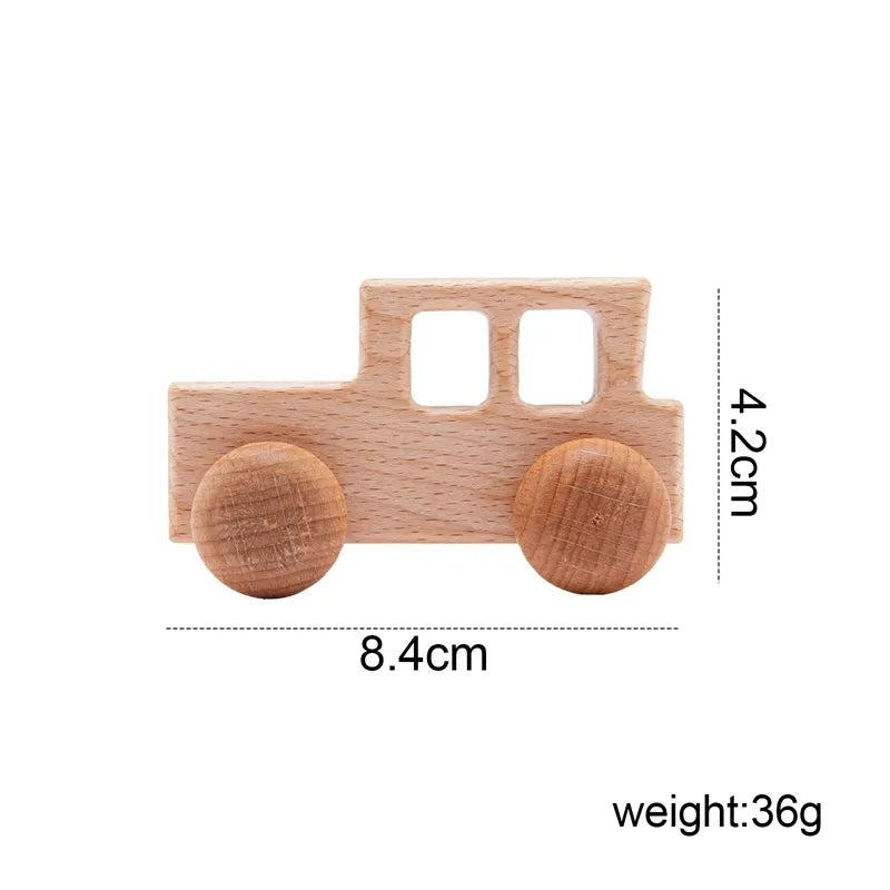 Jouets Bois Bébé Montessori - Voitures Bus Cartoon Sans BPA