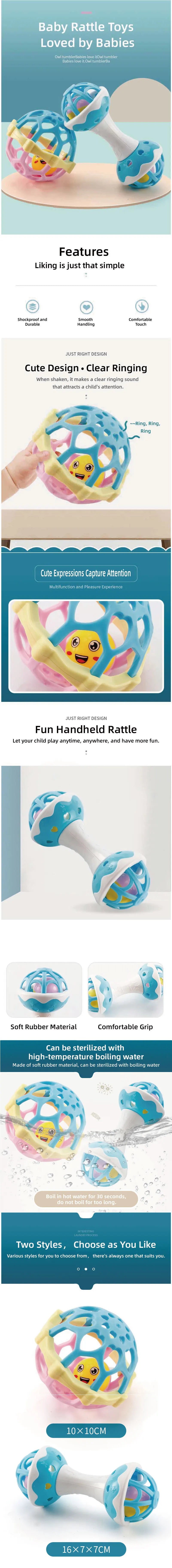 Jouets pour bébé, hochet pour bébé, motricité fine et jouet sensoriel, Convient aux nourrissons âgés de 3, 6, 9 et 12 mois