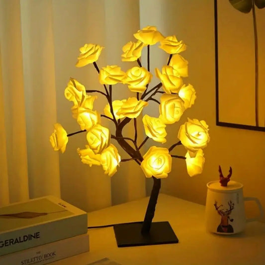 Lampe d'arbre à roses, lampe à fleurs pour décoration de mariage de la saint-valentin, Branches de bricolage, veilleuses, lampe féerique d'arbre pour décoration de chambre à coucher et de maison