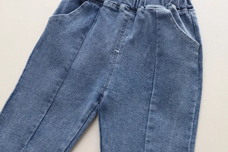 Ensembles de vêtements pour enfants pour filles, t-shirt, gilet à fleurs, jean avec nœud, vêtements de printemps et d'automne pour bébés, tenues pour nourrissons, survêtement pour enfants