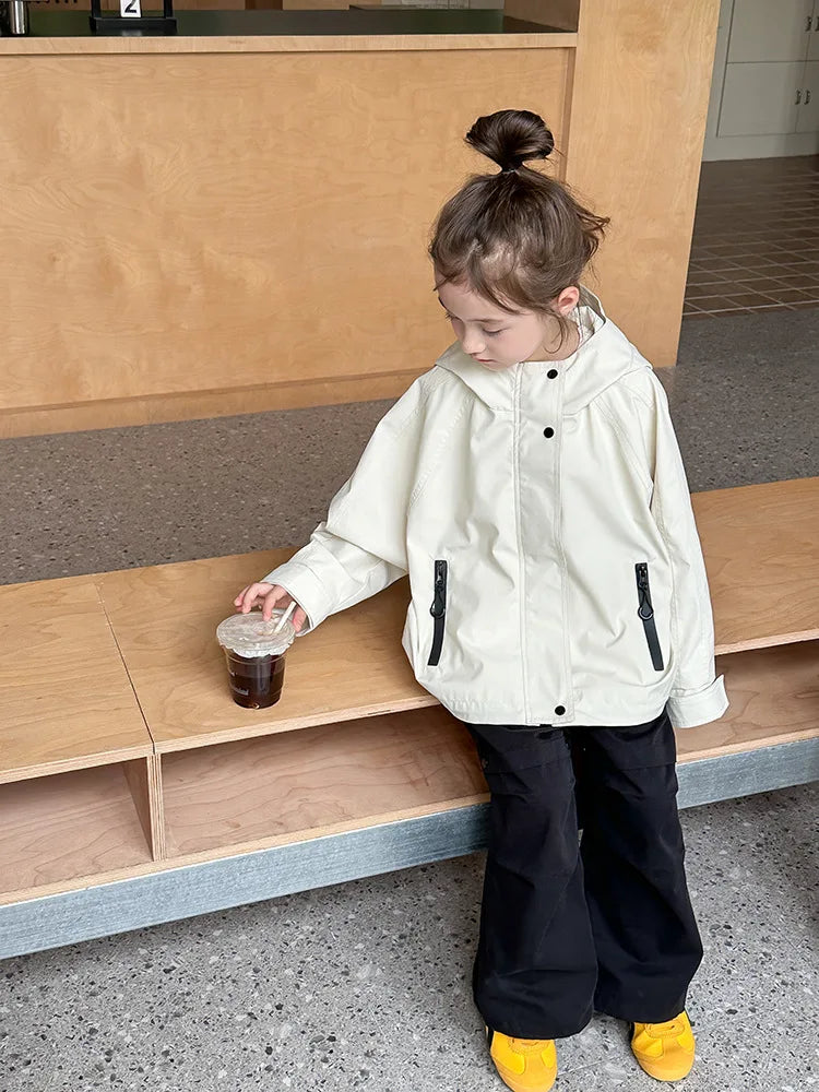 Veste d'extérieur imperméable et coupe-vent pour garçons et filles, manteau simple et décontracté, vêtements à la mode pour enfants, document solide