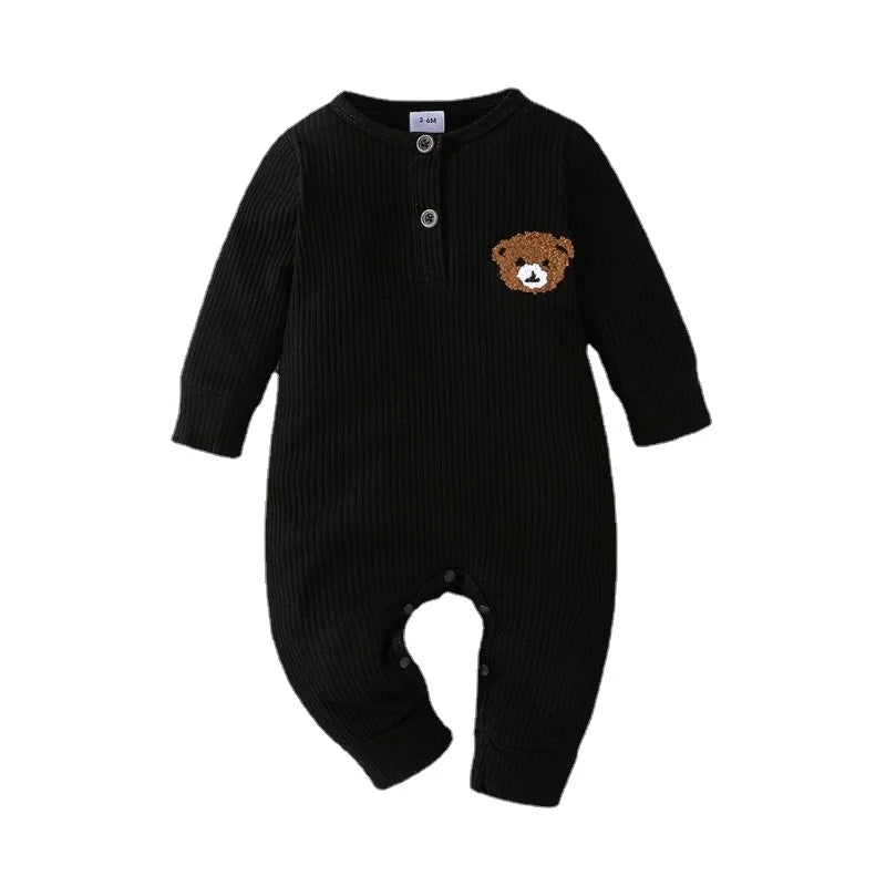 Barboteuse Bébé Ours Cartoon - Combinaison Manches Longues 0-18 Mois