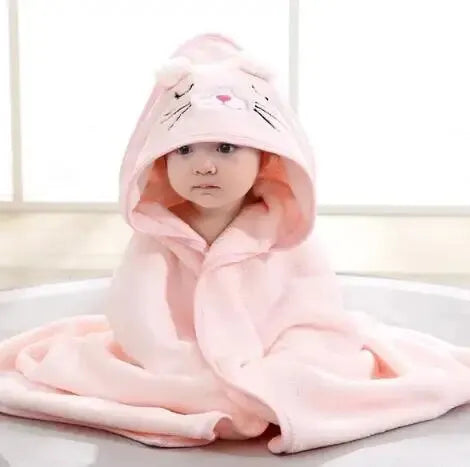 Peignoir Bébé à Capuche en Polaire Douce - Serviette de Bain Cartoon
