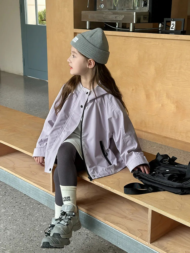 Veste d'extérieur imperméable et coupe-vent pour garçons et filles, manteau simple et décontracté, vêtements à la mode pour enfants, document solide