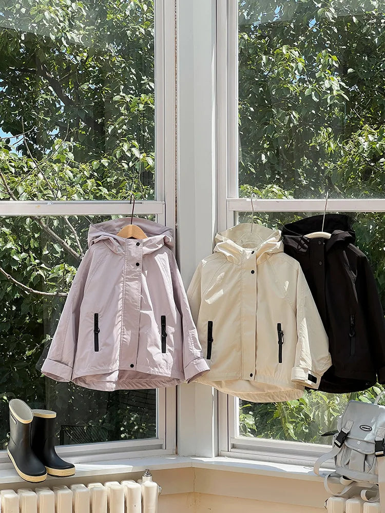 Veste d'extérieur imperméable et coupe-vent pour garçons et filles, manteau simple et décontracté, vêtements à la mode pour enfants, document solide