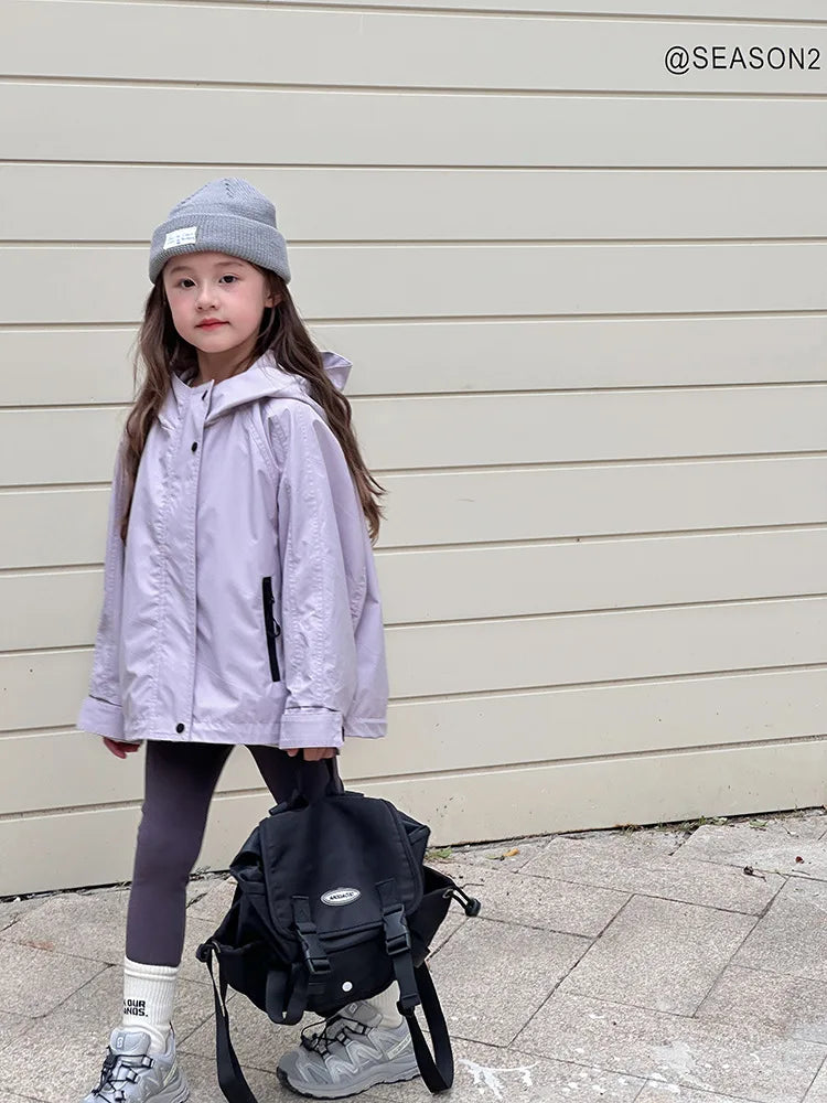 Veste d'extérieur imperméable et coupe-vent pour garçons et filles, manteau simple et décontracté, vêtements à la mode pour enfants, document solide
