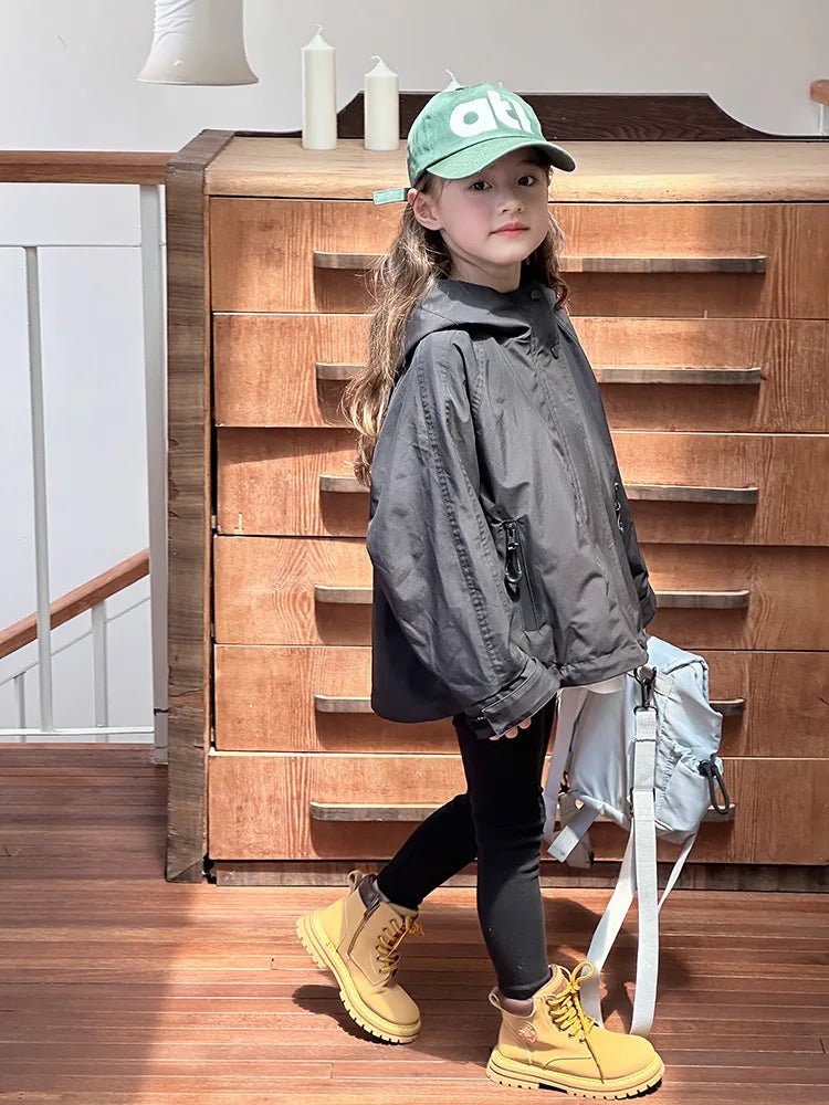 Veste d'extérieur imperméable et coupe-vent pour garçons et filles, manteau simple et décontracté, vêtements à la mode pour enfants, document solide