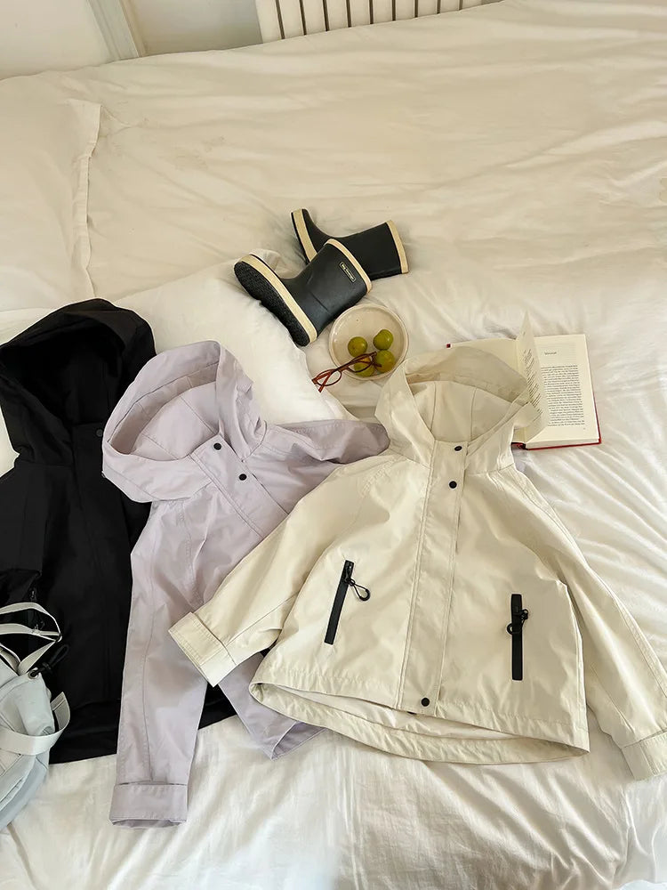 Veste d'extérieur imperméable et coupe-vent pour garçons et filles, manteau simple et décontracté, vêtements à la mode pour enfants, document solide