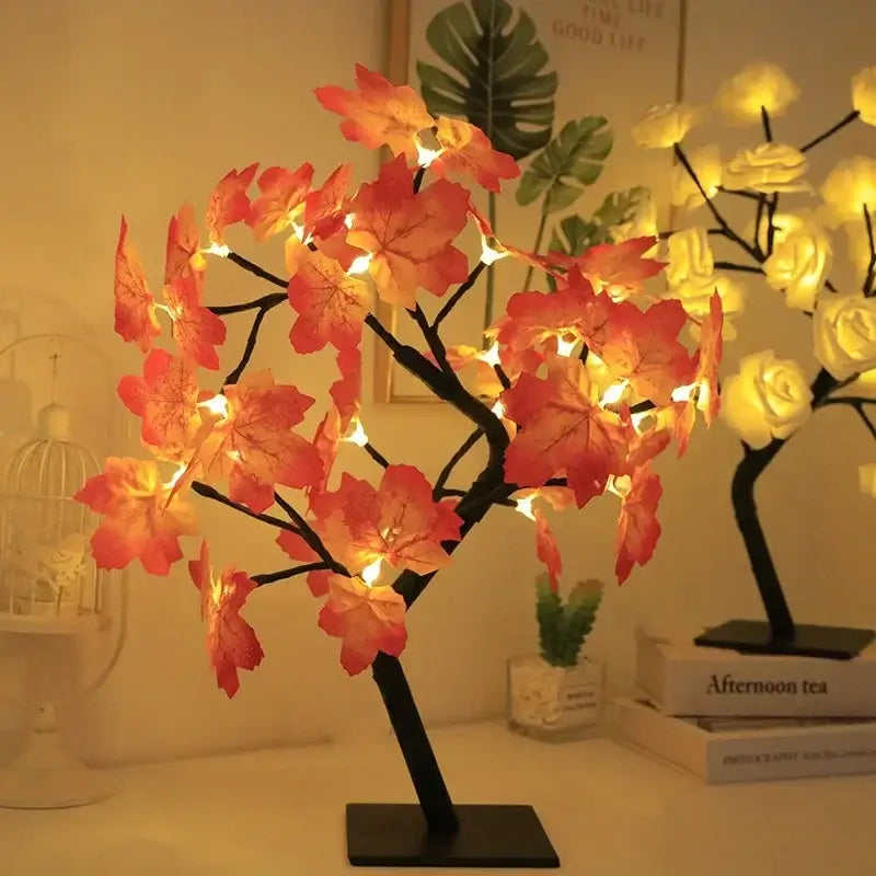 24 LED feuille d'érable fée lumière fleur arbre lampe de