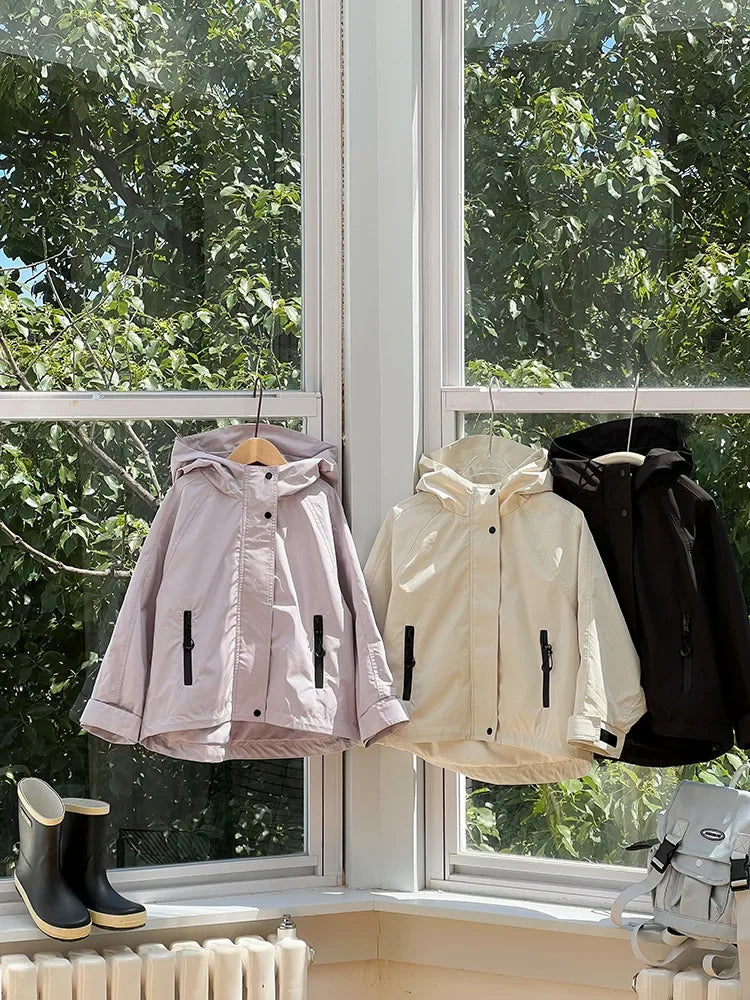Veste d'extérieur imperméable et coupe-vent pour garçons et filles, manteau simple et décontracté, vêtements à la mode pour enfants, document solide