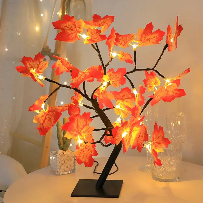 24 LED feuille d'érable fée lumière fleur arbre lampe de