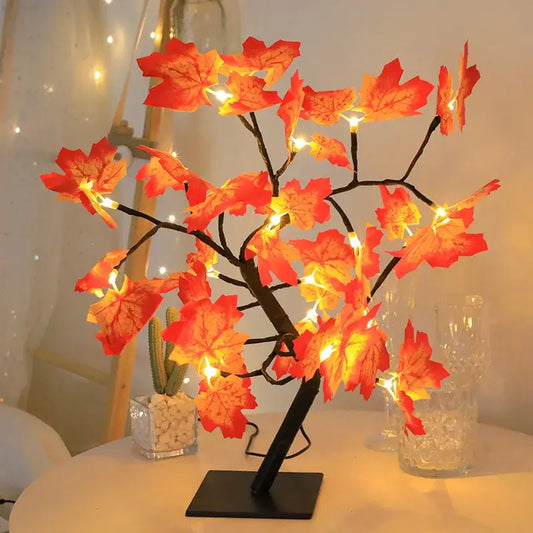 24 LED feuille d'érable fée lumière fleur arbre lampe de