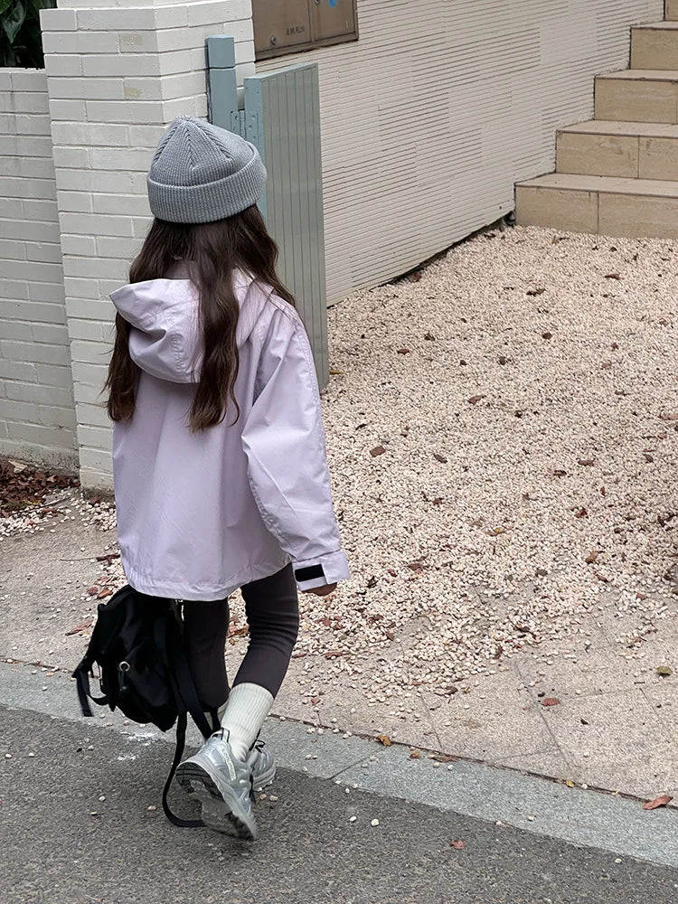 Veste d'extérieur imperméable et coupe-vent pour garçons et filles, manteau simple et décontracté, vêtements à la mode pour enfants, document solide