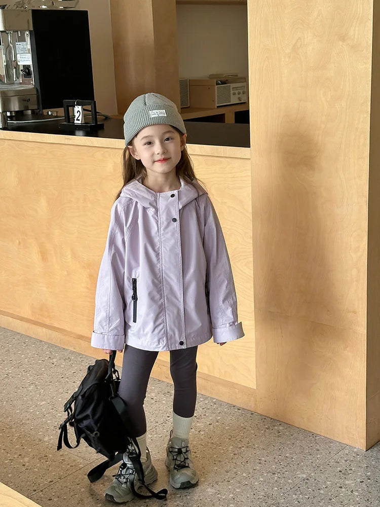 Veste d'extérieur imperméable et coupe-vent pour garçons et filles, manteau simple et décontracté, vêtements à la mode pour enfants, document solide