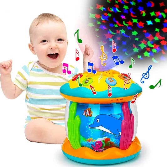 Jouets pour bébés de 1 à 3 ans, projecteur rotatif de lumière océanique, jouets musicaux Montessori, jouets sensoriels éducatifs précoces, cadeaux pour tout-petits