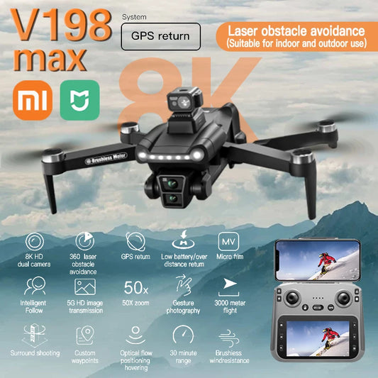 Drone Xiaomi Mijia V198 GPS 8K - Pliable Professionnel Évitement Obstacles