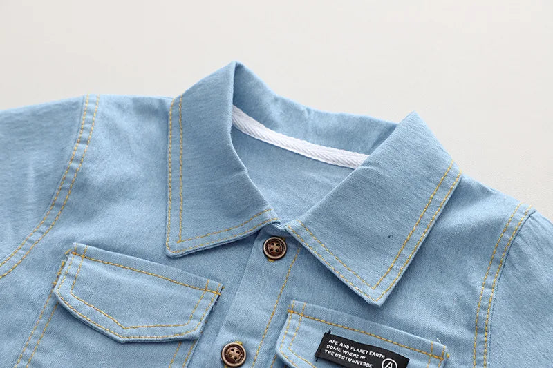 Vêtements d'été pour enfants, costume pour garçons, hauts en Denim + pantalons en jean, 2 pièces/ensemble, tenues décontractées pour nourrissons