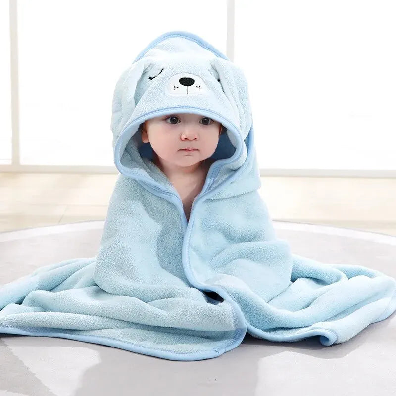 Peignoir Bébé à Capuche en Polaire Douce - Serviette de Bain Cartoon