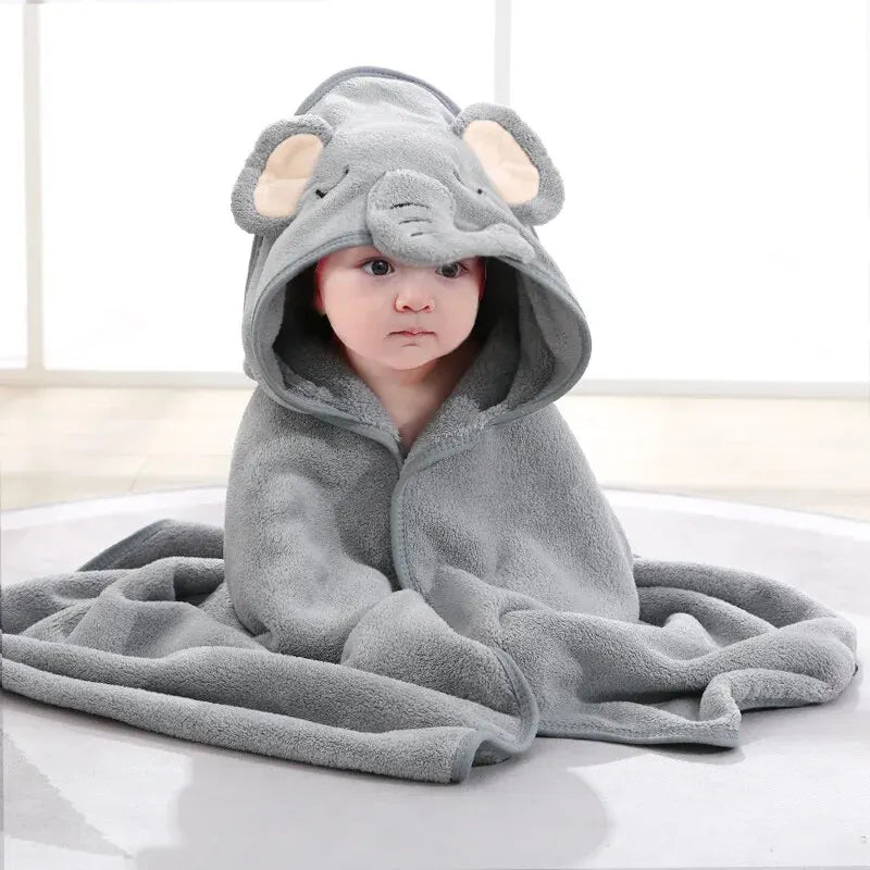 Peignoir Bébé à Capuche en Polaire Douce - Serviette de Bain Cartoon