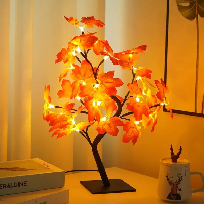 24 LED feuille d'érable fée lumière fleur arbre lampe de