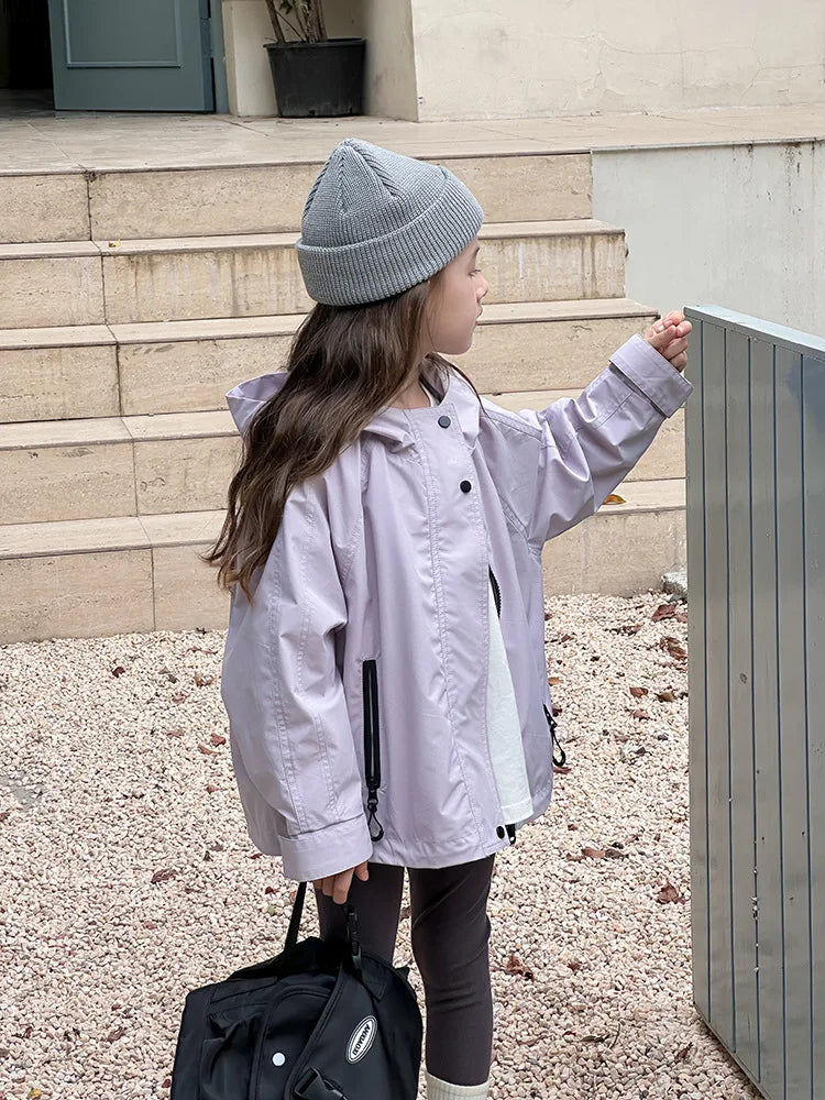 Veste d'extérieur imperméable et coupe-vent pour garçons et filles, manteau simple et décontracté, vêtements à la mode pour enfants, document solide
