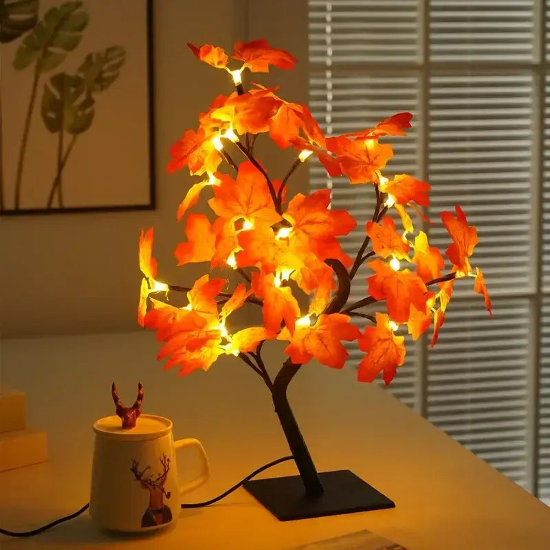 24 LED feuille d'érable fée lumière fleur arbre lampe de