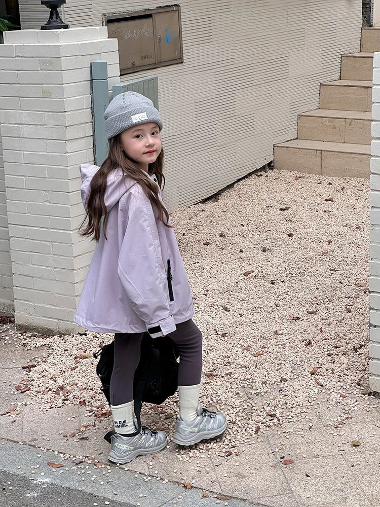 Veste d'extérieur imperméable et coupe-vent pour garçons et filles, manteau simple et décontracté, vêtements à la mode pour enfants, document solide
