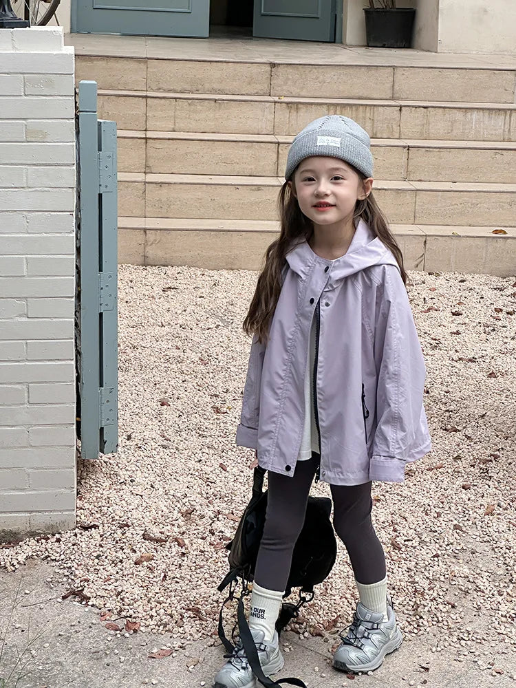 Veste d'extérieur imperméable et coupe-vent pour garçons et filles, manteau simple et décontracté, vêtements à la mode pour enfants, document solide