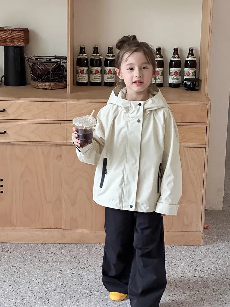 Veste d'extérieur imperméable et coupe-vent pour garçons et filles, manteau simple et décontracté, vêtements à la mode pour enfants, document solide