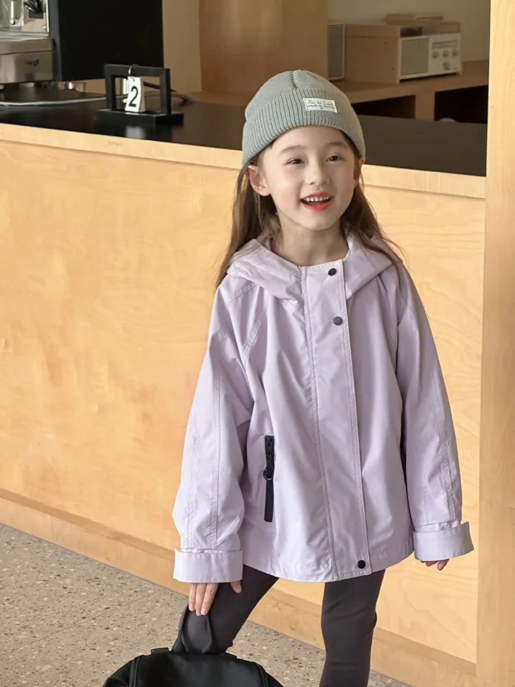 Veste d'extérieur imperméable et coupe-vent pour garçons et filles, manteau simple et décontracté, vêtements à la mode pour enfants, document solide