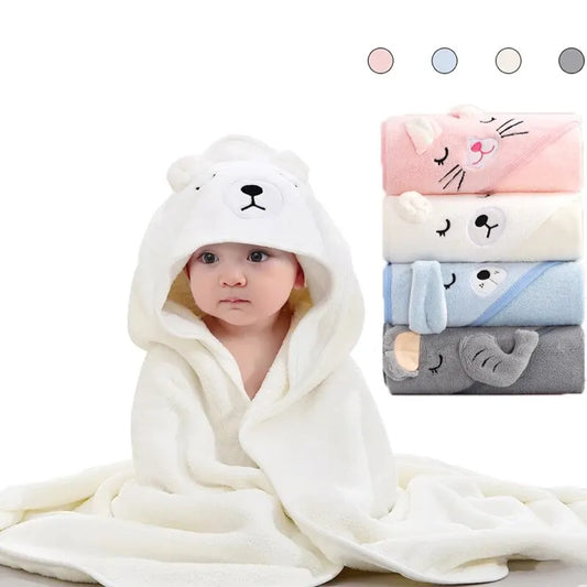 Peignoir Bébé à Capuche en Polaire Douce - Serviette de Bain Cartoon