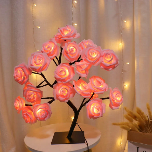 Lampe en Forme de Rose avec USB 62 LED, Veilleuse en Forme de Fleur pour Décoration de la Maison, ixen Plein Air, Cadeau de Mariage