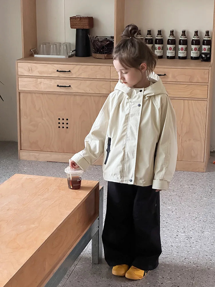 Veste d'extérieur imperméable et coupe-vent pour garçons et filles, manteau simple et décontracté, vêtements à la mode pour enfants, document solide