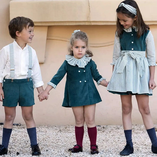 Ensemble de vêtements espagnols pour enfants, robes d'été pour garçons et filles, robe Boutique Vintage, vêtements pour bébés, costume d'anniversaire