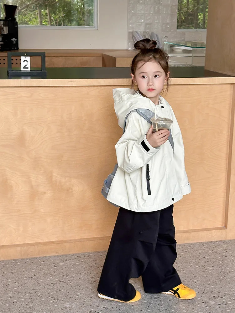 Veste d'extérieur imperméable et coupe-vent pour garçons et filles, manteau simple et décontracté, vêtements à la mode pour enfants, document solide
