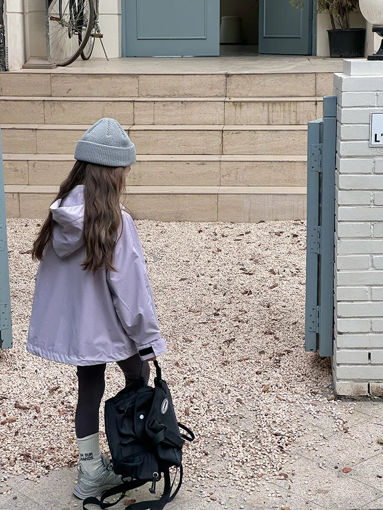 Veste d'extérieur imperméable et coupe-vent pour garçons et filles, manteau simple et décontracté, vêtements à la mode pour enfants, document solide