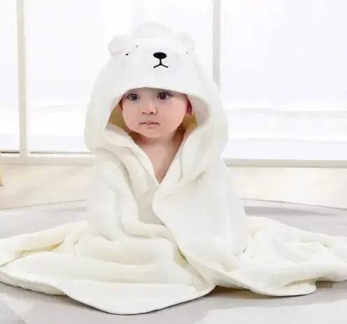 Peignoir Bébé à Capuche en Polaire Douce - Serviette de Bain Cartoon