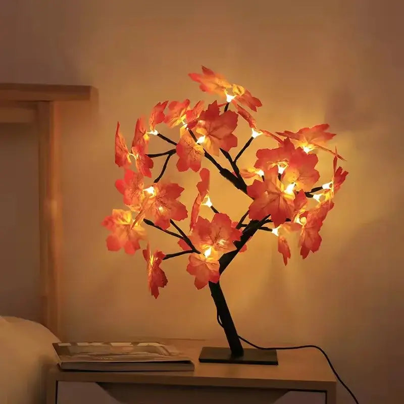 24 LED feuille d'érable fée lumière fleur arbre lampe de