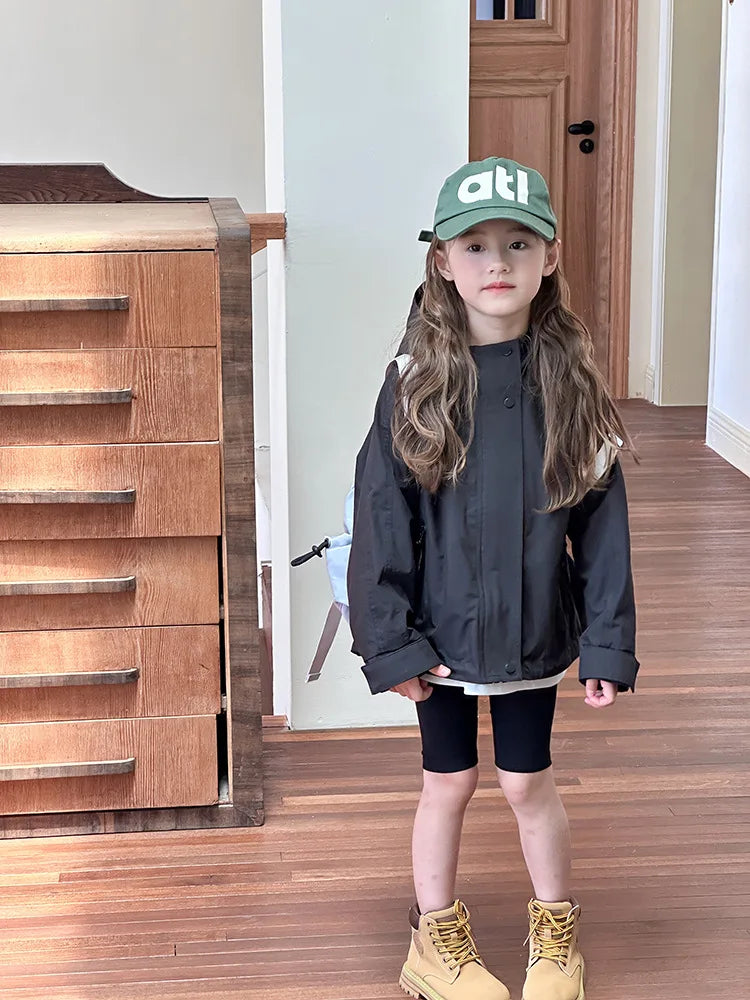 Veste d'extérieur imperméable et coupe-vent pour garçons et filles, manteau simple et décontracté, vêtements à la mode pour enfants, document solide