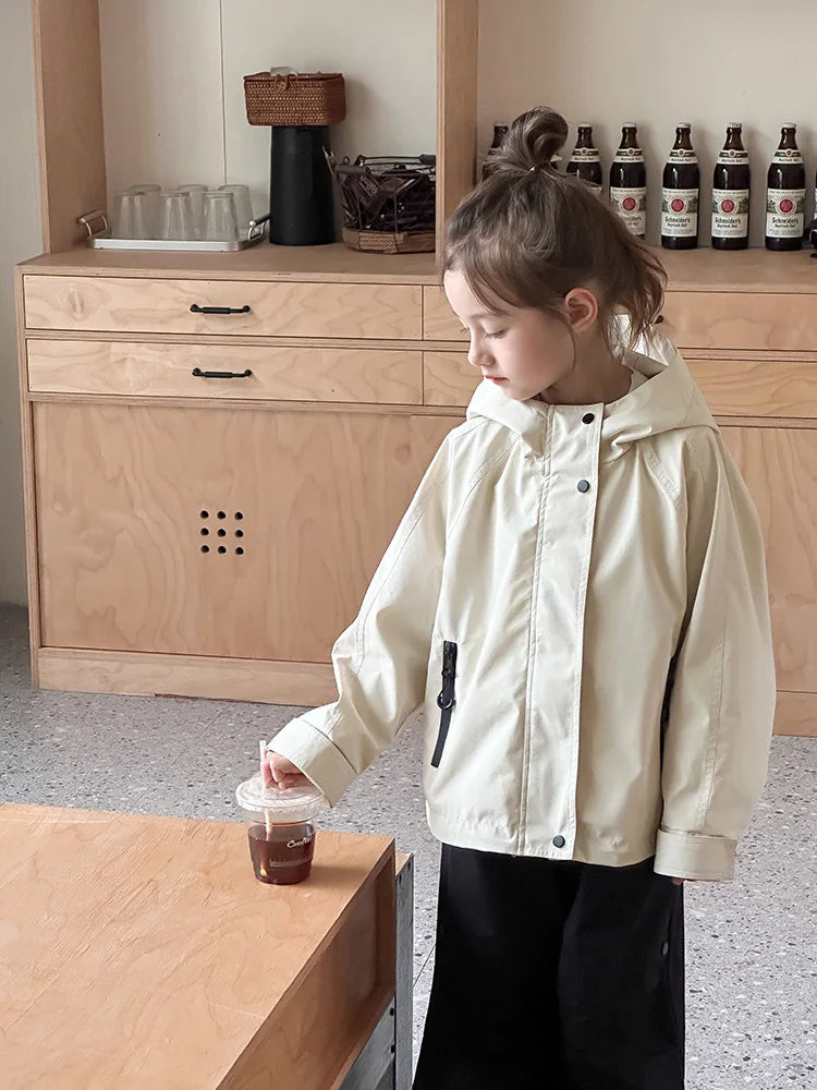 Veste d'extérieur imperméable et coupe-vent pour garçons et filles, manteau simple et décontracté, vêtements à la mode pour enfants, document solide