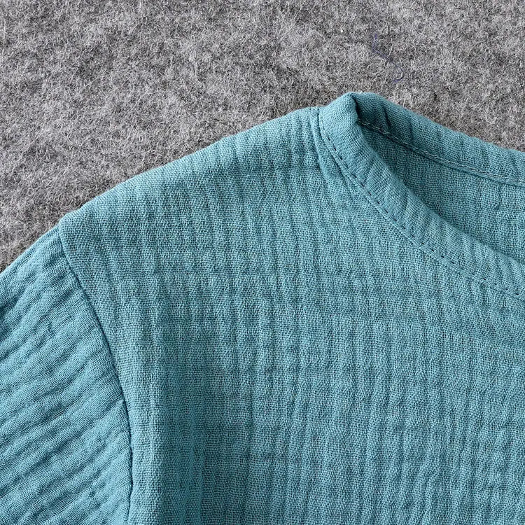 Vêtements d'été en coton et lin pour enfants de 2 à 7 ans, ensemble de couleur unie, haut à manches courtes, Short