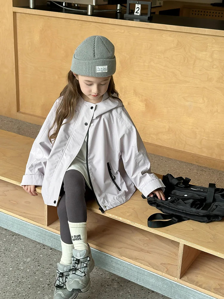Veste d'extérieur imperméable et coupe-vent pour garçons et filles, manteau simple et décontracté, vêtements à la mode pour enfants, document solide