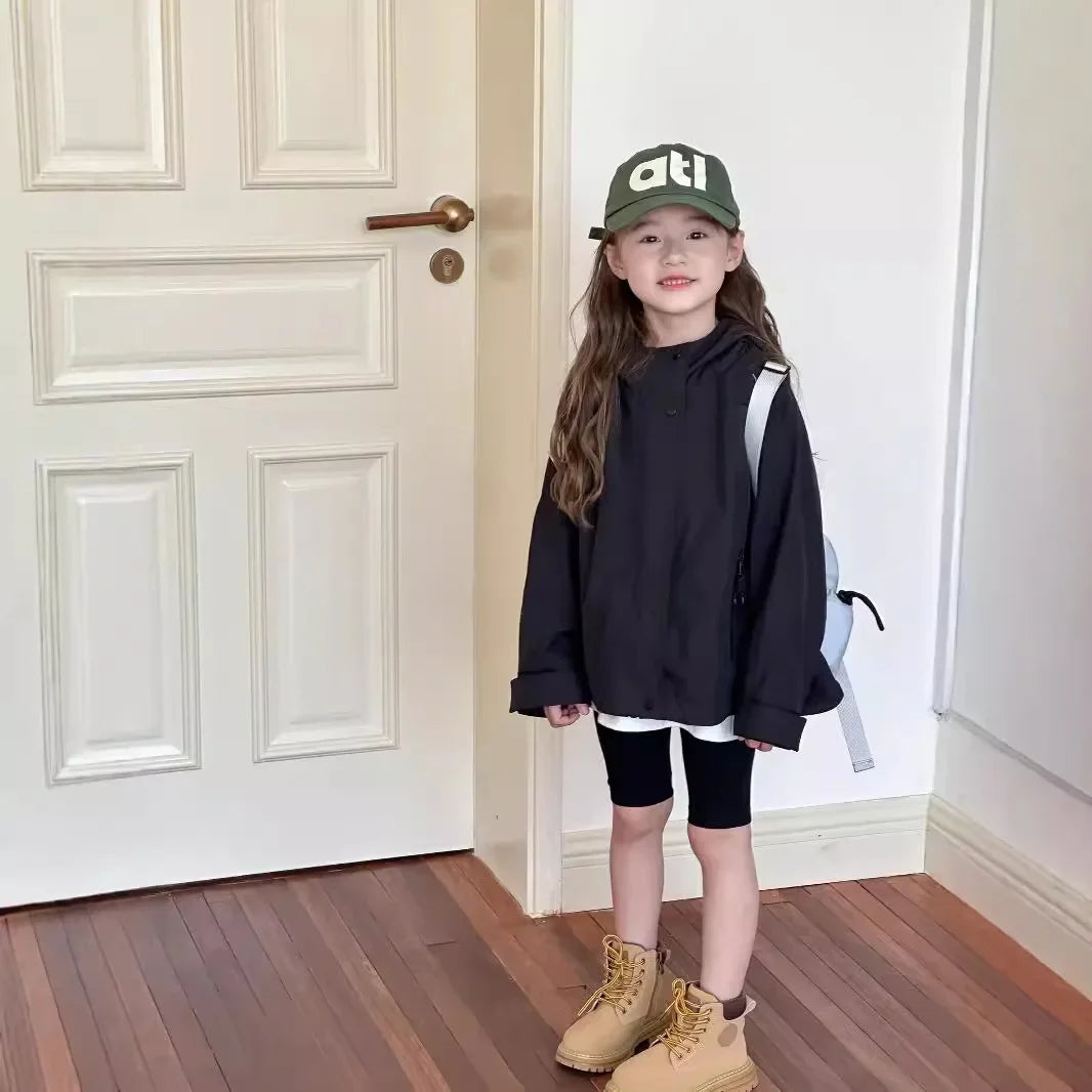 Veste d'extérieur imperméable et coupe-vent pour garçons et filles, manteau simple et décontracté, vêtements à la mode pour enfants, document solide
